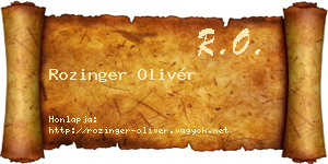 Rozinger Olivér névjegykártya